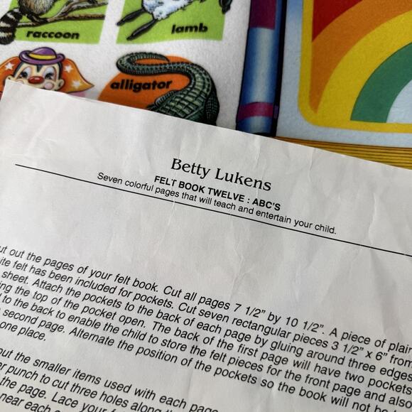 Vintage Betty Lukens Felt ABC Alphabet Kit Educational Activity Book Twelve - Picture 3 of 8